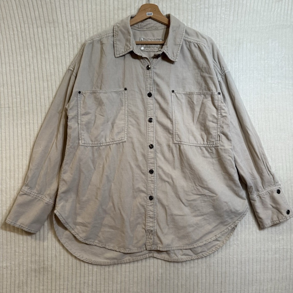 Free People SOLD Button Down L/S Shirt Beige Sz M Plz Read SOLD